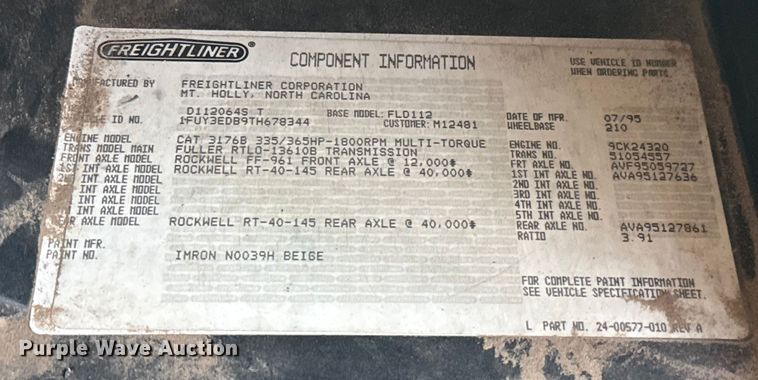 image for item EU5483 1996 Freightliner FLD112 semi truck