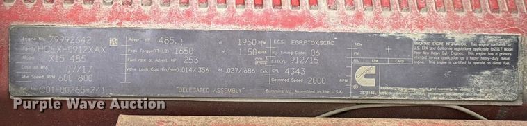 image for item EU5484 2018 Western Star 4900FA semi truck