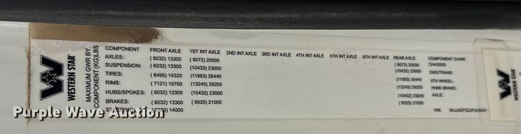 image for item EU5484 2018 Western Star 4900FA semi truck