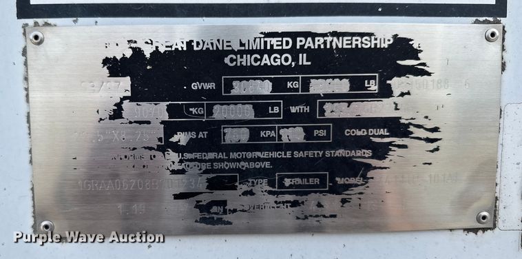 image for item EU6400 2008 Great Dane dry van trailer