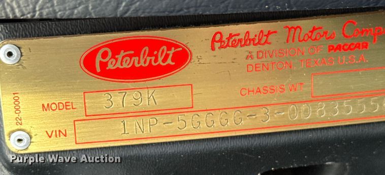 image for item EU6404 2004 Peterbilt 379 glider kit semi truck