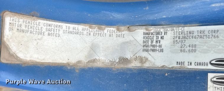 image for item EU6459 2007 Sterling L-Line semi truck