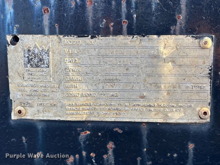 image for item EV3319 1998 Trail King TK40LP equipment trailer