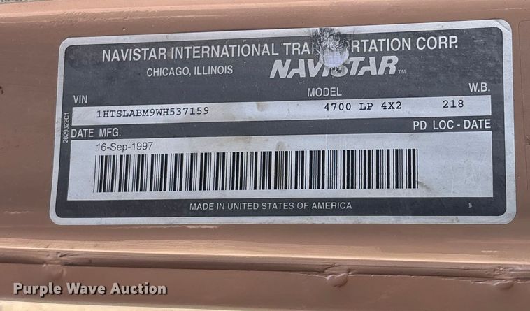 image for item EV3320 1998 International 4700 Low Profile Crew Cab utility / service truck