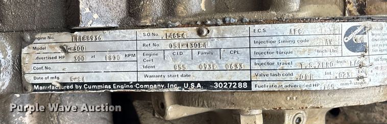 image for item EV3373 1984 Cummins engine