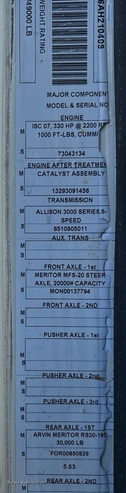 image for item EV3379 2010 Autocar Xpeditor refuse truck