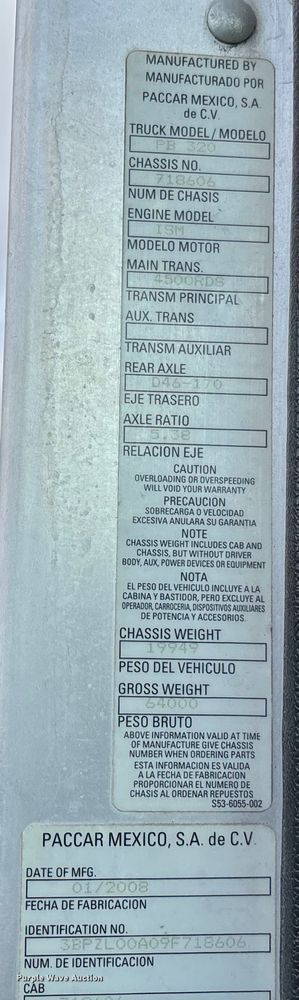 image for item EV3382 2009 Peterbilt 320 refuse truck