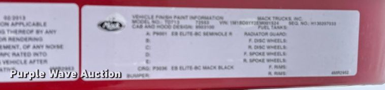 image for item EV3415 2014 Mack Titan TD713 semi truck