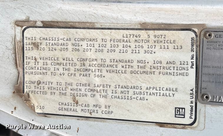 image for item EV3437 1988 GMC C7 dump truck