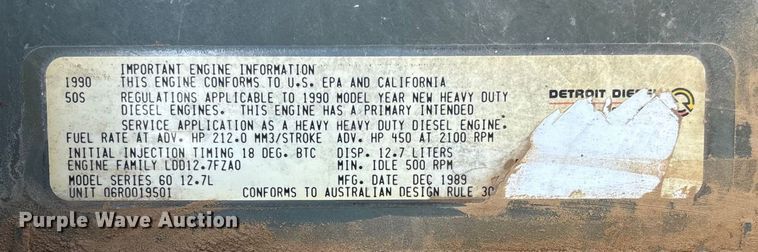 image for item EV3470 1990 Freightliner USF-1E dump truck