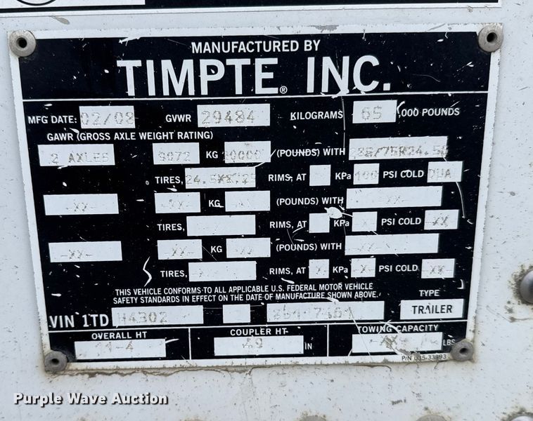 image for item FB0493 2008 Timpte, Inc grain trailer