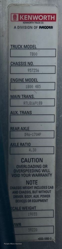image for item FG1545 2012 Kenworth T800 semi truck