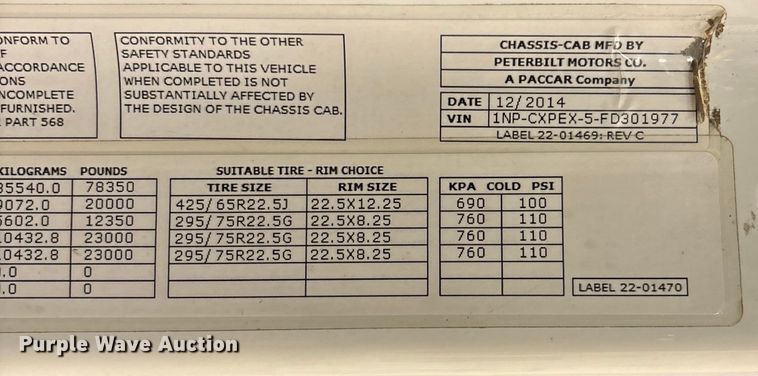 image for item FI1514 2015 Peterbilt 567 dump truck