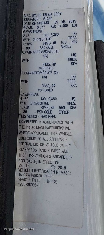 image for item FK0725 2020 Freightliner Business Class M2 Ext. Cab box / flatbed truck