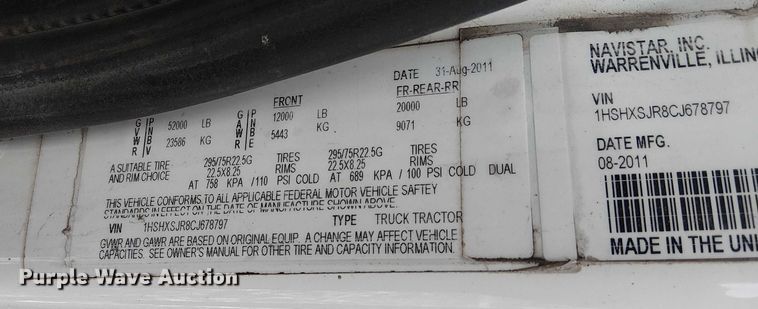 image for item FK0745 2012 International  8600 semi truck