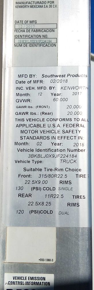 image for item FK0762 2018 KENWORTH T440 fuel / lube truck