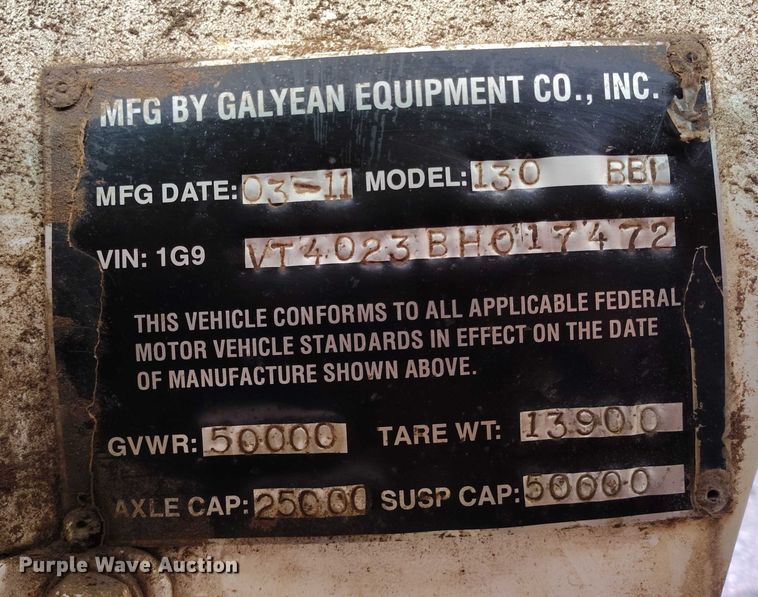 image for item IH9365 2011 ComCamp 130 tank trailer