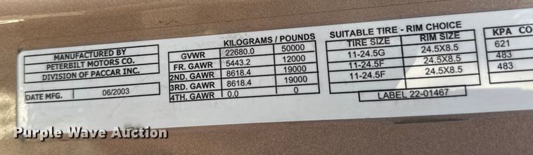 image for item NA9903 2004 Peterbilt 387 semi truck