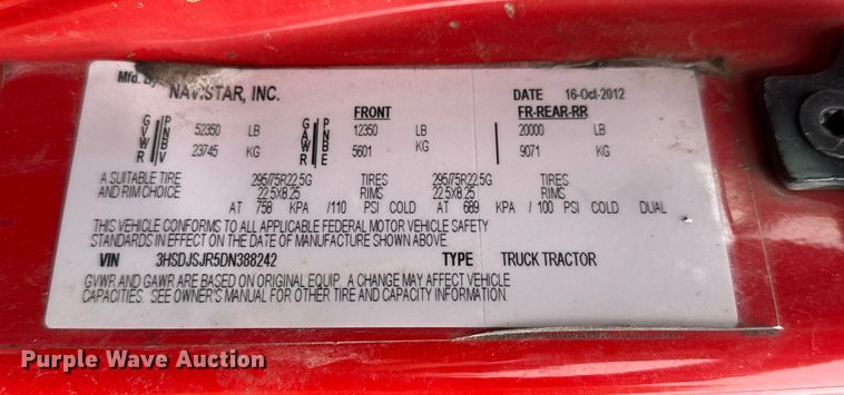 image for item NA9973 2013 International ProStar semi truck