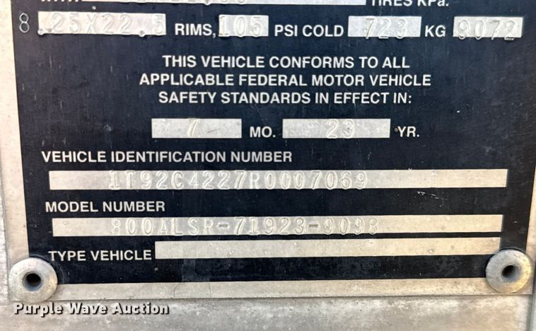 image for item NB9005 2024 Cornhusker 800ALSR-1923-9098 grain trailer