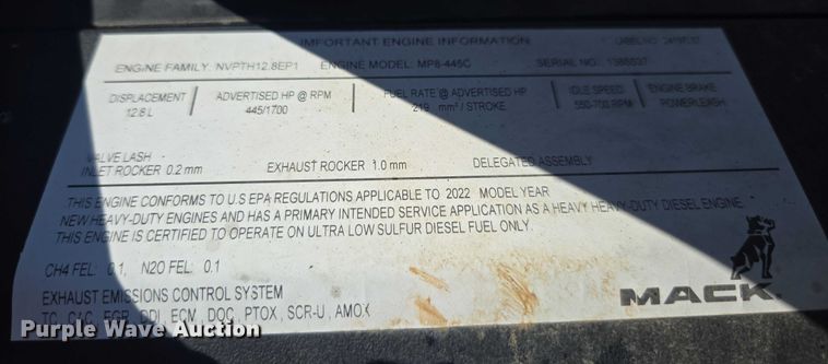 image for item YA0869 2023 Mack GR64FT semi truck