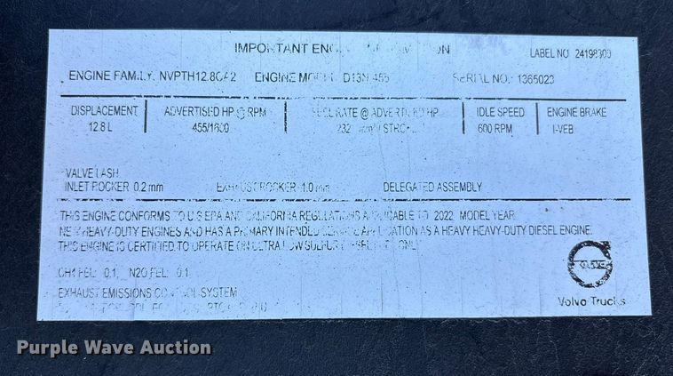 image for item YA0956 2023 Volvo VNL semi truck