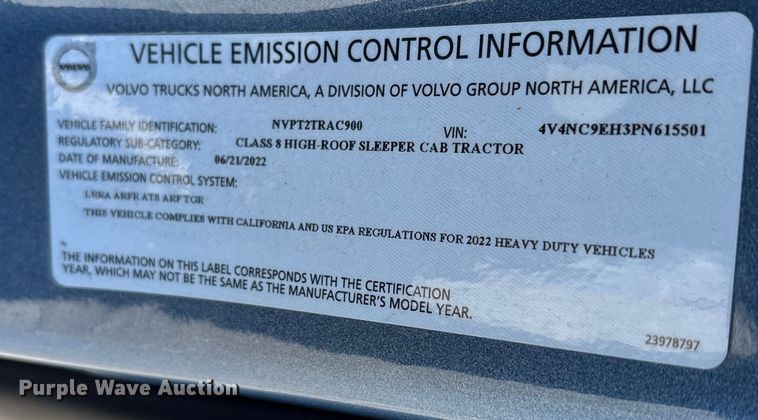 image for item YA0956 2023 Volvo VNL semi truck