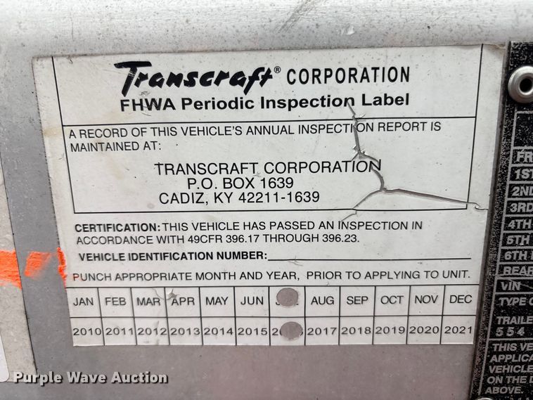 image for item YA1082 2017 Transcraft 544C flatbed trailer
