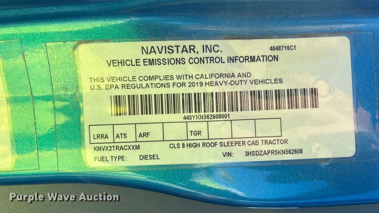 image for item YA1177 2019 International LT625 semi truck