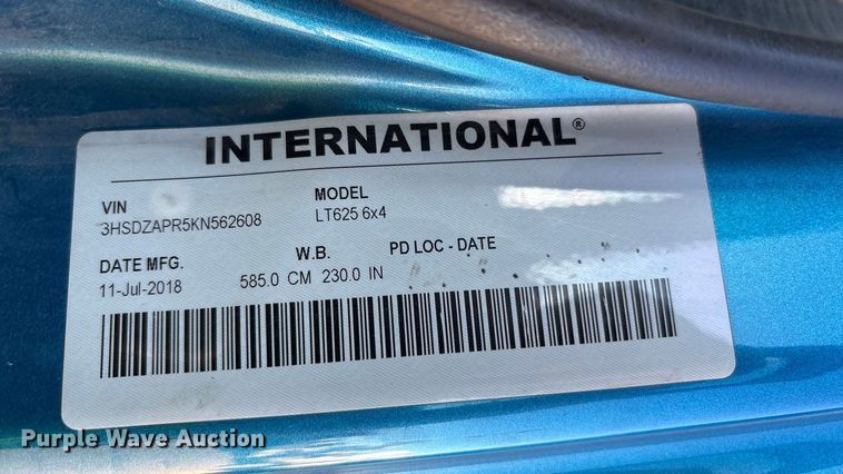 image for item YA1177 2019 International LT625 semi truck