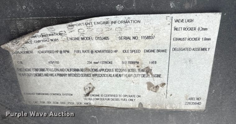 image for item YA1243 2017 Volvo VN semi truck