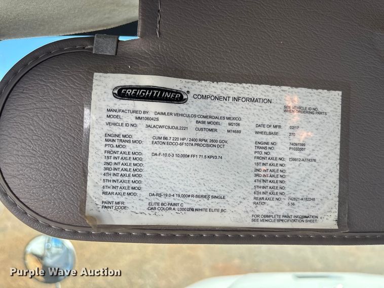 image for item YA1276 2018 Freightliner Buisness Class M2 box truck