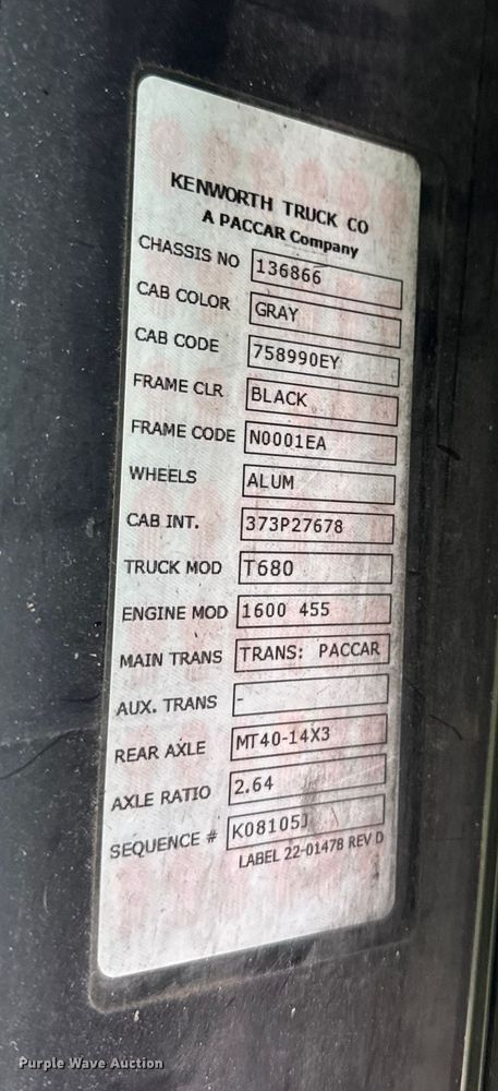 image for item YA1520 2022 Kenworth T680 semi truck