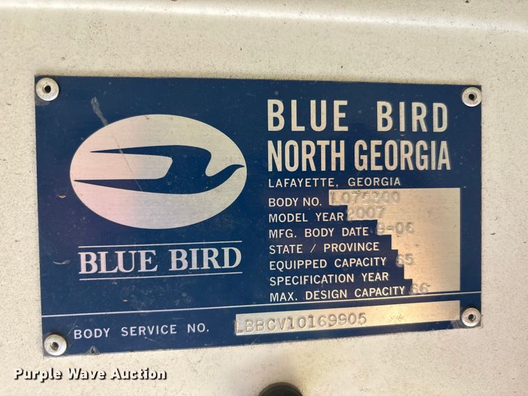 image for item DV5007 2007 Blue Bird BB Conventional school bus