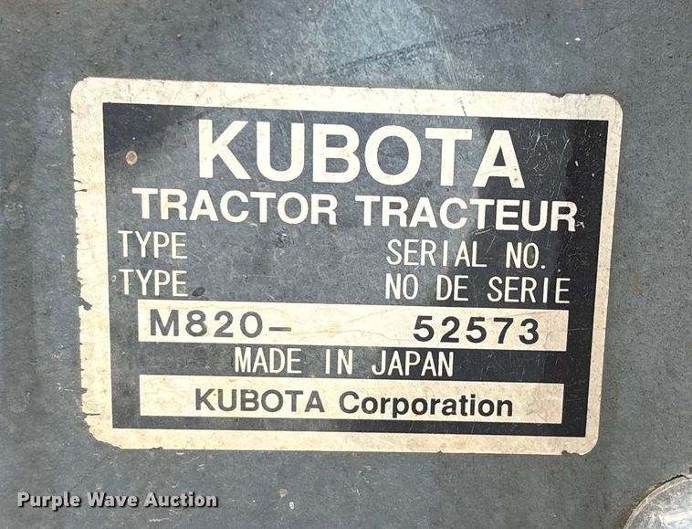 image for item DW7325 Kubota M820 Utility Special MFWD tractor