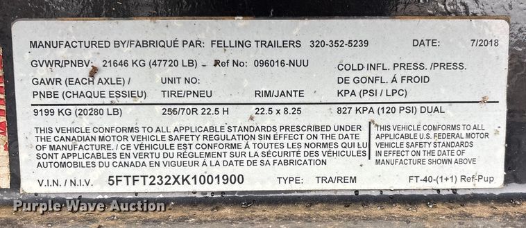 image for item DW7326 2019 Felling roll-off trailer