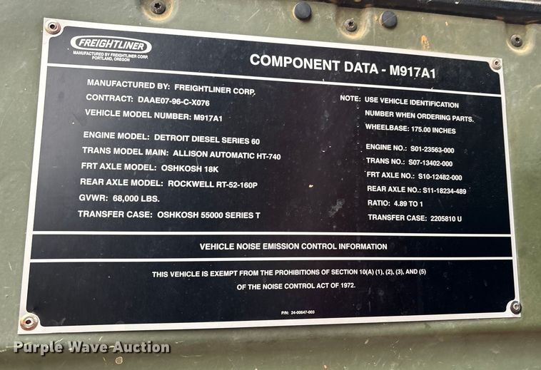 image for item DW7327 1998 Freightliner M917A1 dump truck