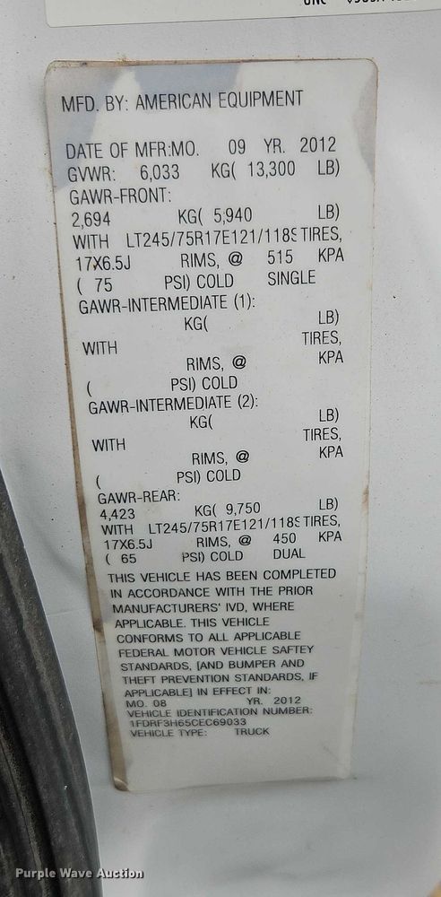 image for item EB8377 2012 Ford F350 flatbed pickup truck