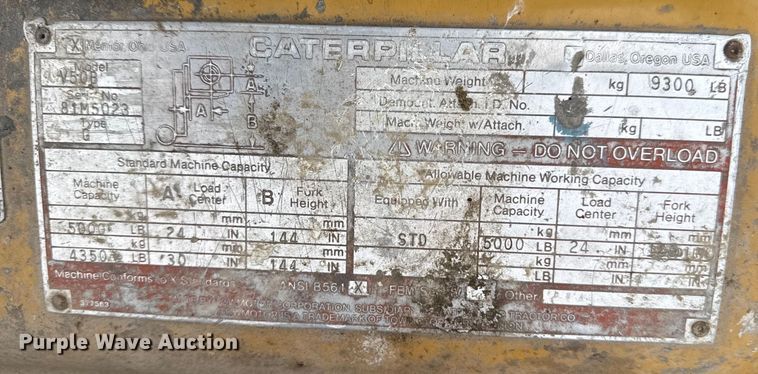 image for item EC4489 Caterpillar V50B forklift