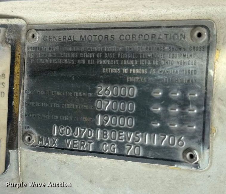 image for item EC4491 1984 GMC C7000 dump truck