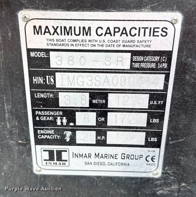 image for item EC4510 Inmar Marine Group 380-SR boat