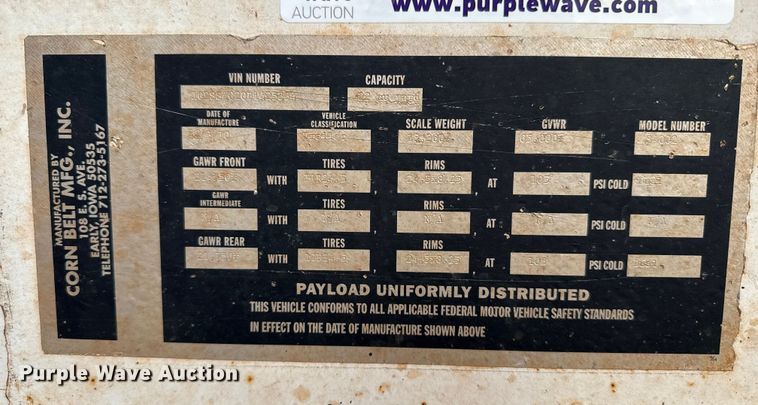 image for item EP2672 2011 Corn Belt Mfg  S4002 bottom dump trailer