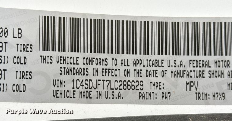 image for item EP2714 2020 Dodge Durango SSV SUV