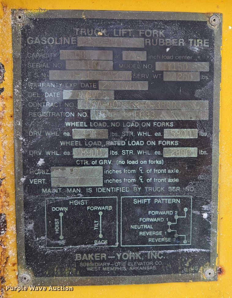 image for item ES2602 Baker-York TY150 forklift