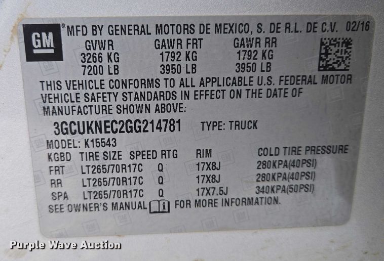 image for item ES2615 2016 Chevrolet Silverado 1500 Crew Cab pickup truck