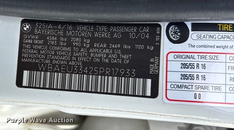 image for item EU6474 2005 BMW 325xi 