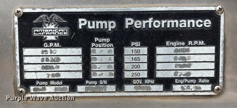 image for item EV3389 2004 American Lafrance Eagle pumper fire truck