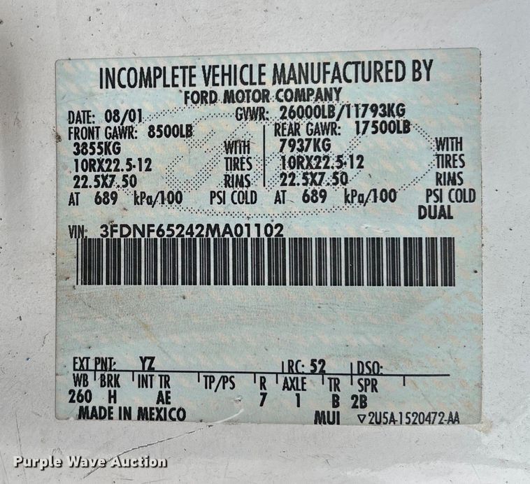 image for item EV3489 2002 Ford F650 dump truck