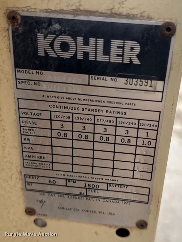 image for item FB0507 Kohler generator