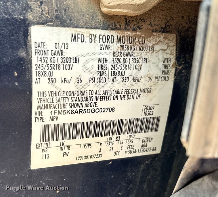 image for item FB0511 2013 Ford Explorer Police SUV